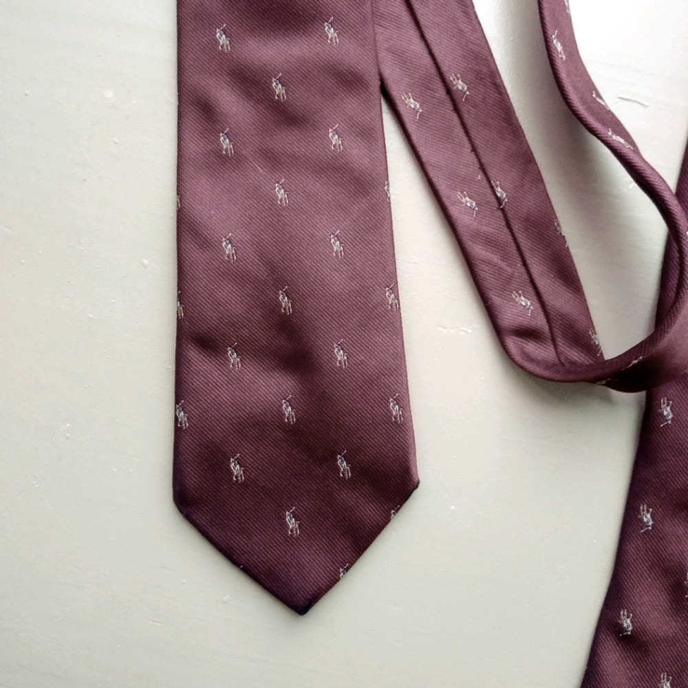 Polo Ralph Lauren Burgundy Polo Player Silk Tie